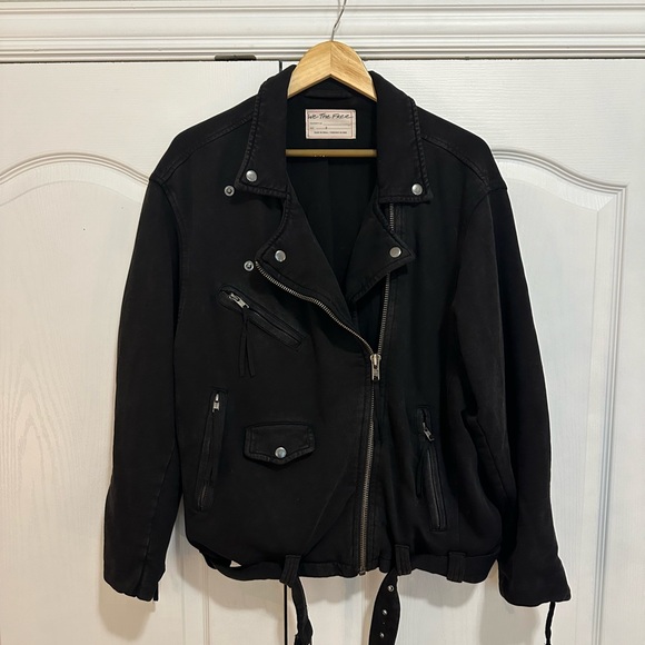 Free People ✨ We The Free Rebel Moto Knit Black Jacket - Picture 5 of 8